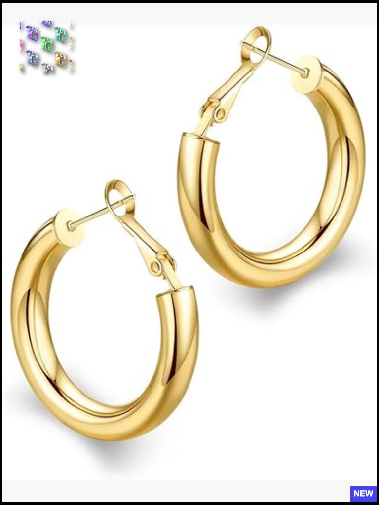 Chunky Gold Hoop Earrings Lightweight Hollow Tube 20-50mm